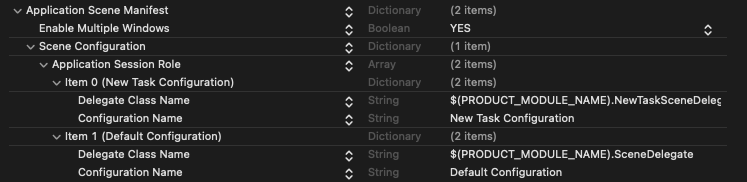 Add scene configuration in Info.plist