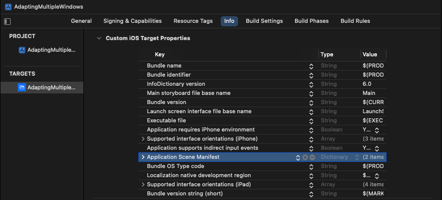 Custom iOS Target Properties