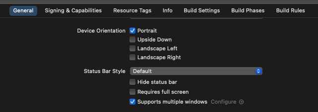 Enable multiple windows support in the app target general settings